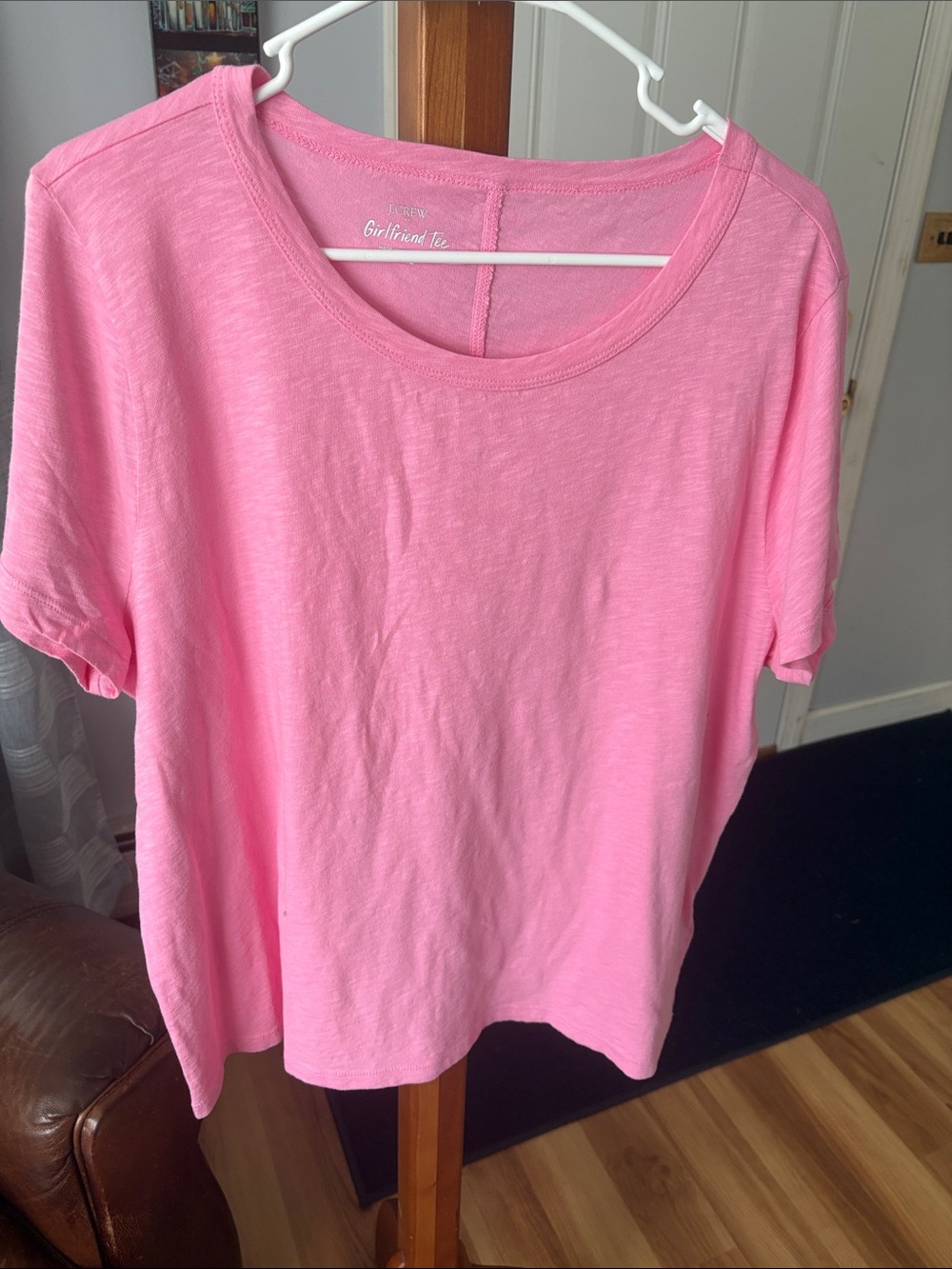 J. Crew Bright Pink Slub Cotton Crewneck Tee